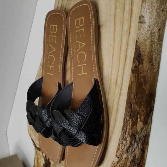 BEACH by Matisse Escape Black Tumbler Leather Sandals, Size 11 - Picture 5 of 8